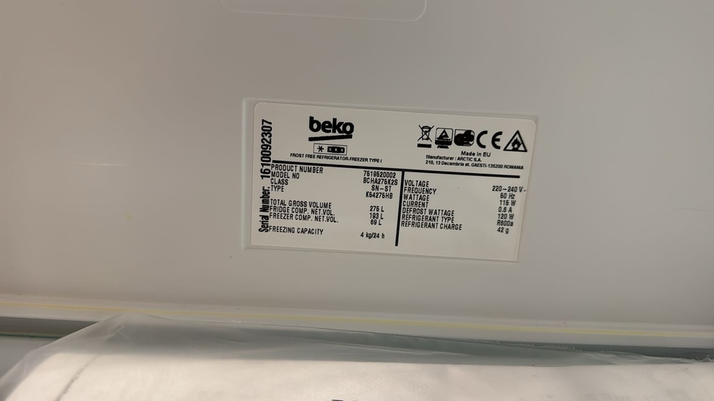 FRIGORIFICO COMBI 180X55 BEKO PANELABLE BLANCO 