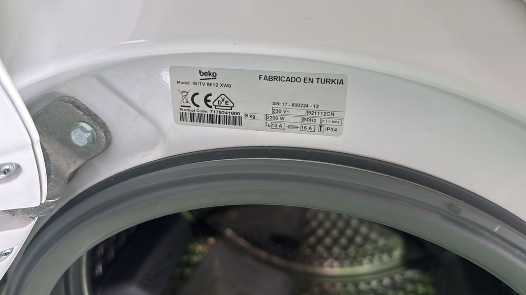 WITV8612XW0 LAVADORA PANELABLE 8 KG BEKO A+++ 1200 RPM BLANCA