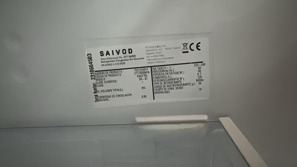 7521220011 FRIGORÍFICO COMBI 170X55 CM SAIVOD K54270H CÍCLICO BLANCO