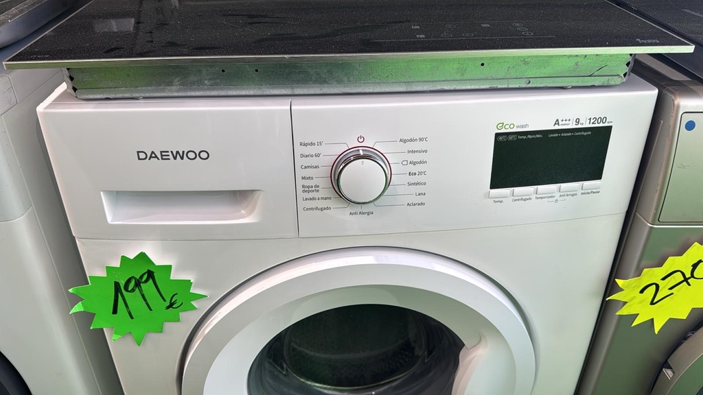 d43w00 LAVADORA 9 KG DAEWOO ECOWASH A+++ 1200 RPM BLANCA CON LAVADO RÁPIDO