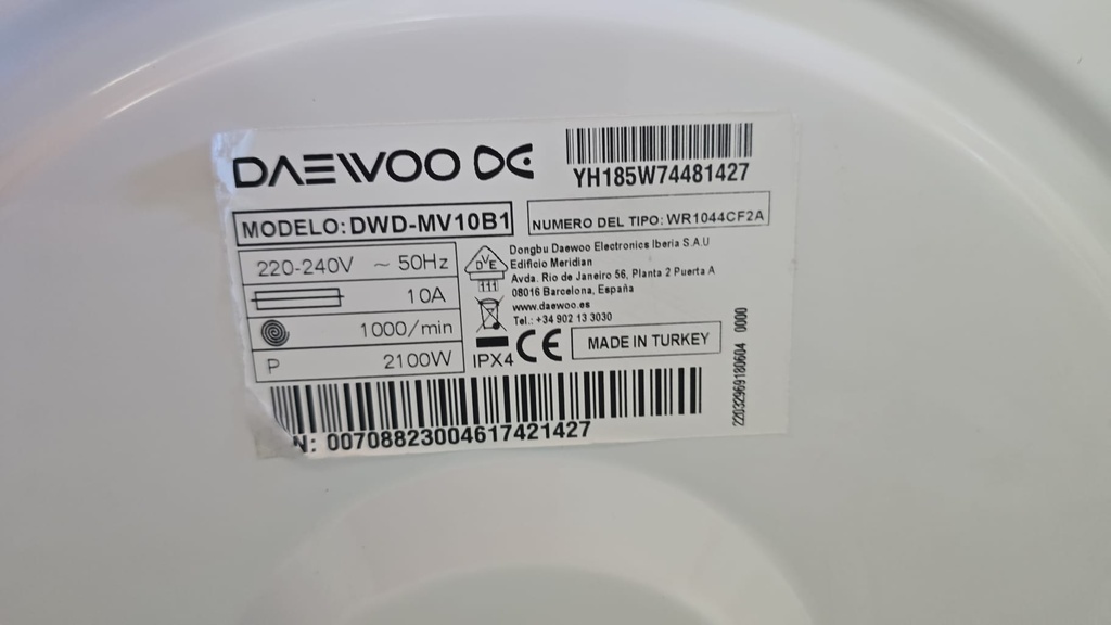 DWDMV10B1 LAVADORA 6 KG DAEWOO  A++ BLANCA