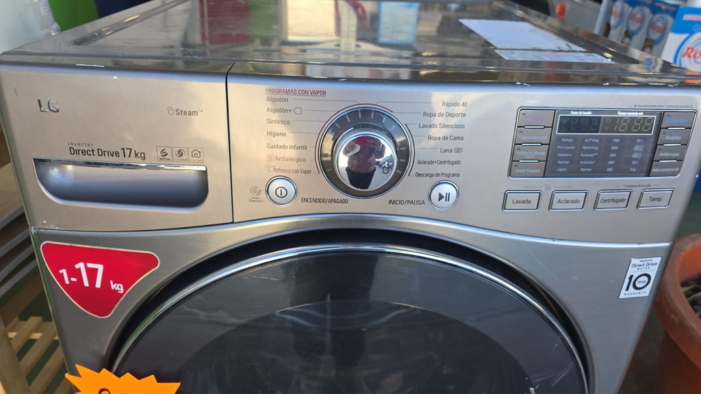 F1K2CS2T LAVADORA 17 KG LG ACERO INOX INVERTER DIRECT DRIVE 70X101X70 CM