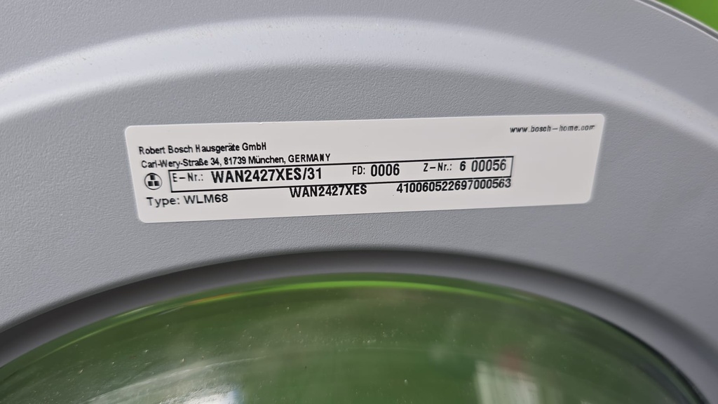 LAVADORA 8 KG BOSCH ACERO INOX MOD. WAN2427XES